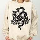 Medium Sand Skull Roses And Snakes Skeleton Ghost Western Witch Meme Collection Edition Sweatshirt