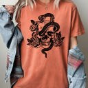 Large Yam Skull Roses Snake Skeleton Ghost Western Witch Meme Halloween Costume Comfort Colors Tee