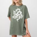 Medium Moss Dark Green Skull Roses Snake Skeleton Ghost Western Witch Meme Halloween Costume Comfort Colors Tee