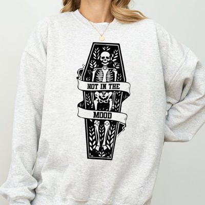 Not In The Mood Coffin Skull Skeleton Ghost Western Witch Halloween Costume Sweatshirt