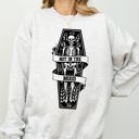 Medium Ash Light Gray Not In The Mood Coffin Skull Skeleton Ghost Western Witch Halloween Costume Sweatshirt