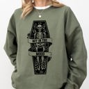 XXXL Military Green Not In The Mood Coffin Skull Skeleton Ghost Western Witch Halloween Costume Sweatshirt