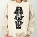 Medium Sand Not In The Mood Coffin Skull Skeleton Ghost Western Witch Halloween Costume Sweatshirt
