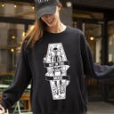 Medium Black Not In The Mood Coffin Skull Skeleton Ghost Western Witch Halloween Costume Sweatshirt