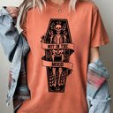 Medium Yam Not In The Mood Coffin Skull Skeleton Ghost Witch Halloween Meme Costume Comfort Colors Tee