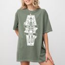 XL Moss Dark Green Not In The Mood Coffin Skull Skeleton Ghost Witch Halloween Meme Costume Comfort Colors Tee