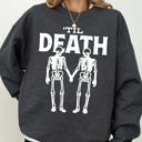 XXXL Dark Gray Heather Til Death Skeleton Lovers Ghost Western Witch Aesthetic Meme Halloween Costume Sweatshirt