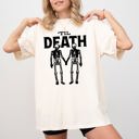 Medium Ivory Cream Til Death Skeleton Lovers Ghost Western Witch Halloween Costume Comfort Colors Tee