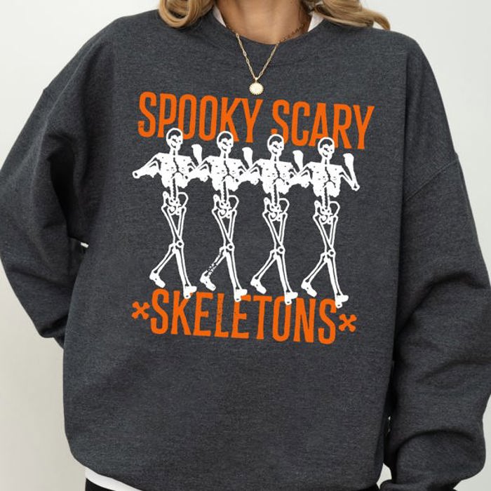 Spooky Scary Skeleton Ghost Witch Halloween Costume Nighttime Party Graphic Sweatshirt