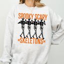 Large Ash Light Gray Spooky Scary Skeleton Ghost Witch Halloween Costume Nighttime Party Graphic Sweatshirt