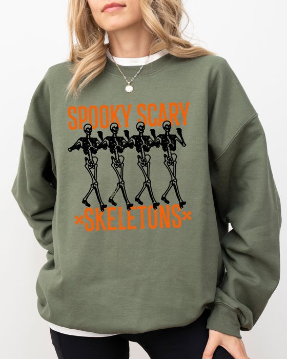 Spooky Scary Skeleton Ghost Witch Halloween Costume Nighttime Party Graphic Sweatshirt