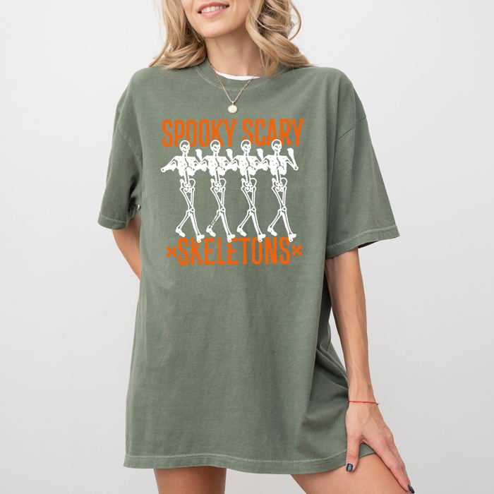Spooky Scary Skeleton Skull Ghost Western Witch Aesthetic Halloween Costume Comfort Colors Tee