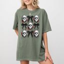 XL Moss Dark Green Masks and Bows Ghost Spooky Skeleton Witch Halloween Meme Costume Comfort Colors Tee
