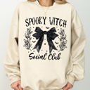 Medium Sand Spooky Witch Social Club Ghost Spooky Scary Skeleton Skull Western Witch Halloween Sweatshirt