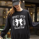XXXL Black Spooky Witch Social Club Ghost Spooky Scary Skeleton Skull Western Witch Halloween Sweatshirt