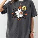 Medium Pepper Dark Gray Need Ride To Salem Ghost Spooky Skeleton Witch Halloween Meme Comfort Colors Tee