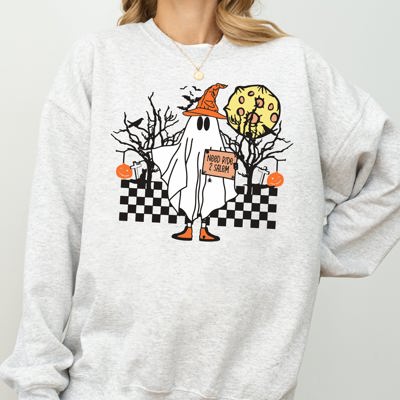 Need Ride To Salem Ghost Spooky Scary Skeleton Skull Western Witch Meme Halloween Costume Sweatshirt
