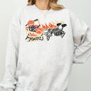 Small Dark Gray Heather Pumpkin Head Sleigh Santa Skeleton Ghost Spooky Scary Skull Western Witch Halloween Costume Sweatshirt