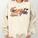 XL Dark Gray Heather Pumpkin Head Sleigh Santa Skeleton Ghost Spooky Scary Skull Western Witch Halloween Costume Sweatshirt