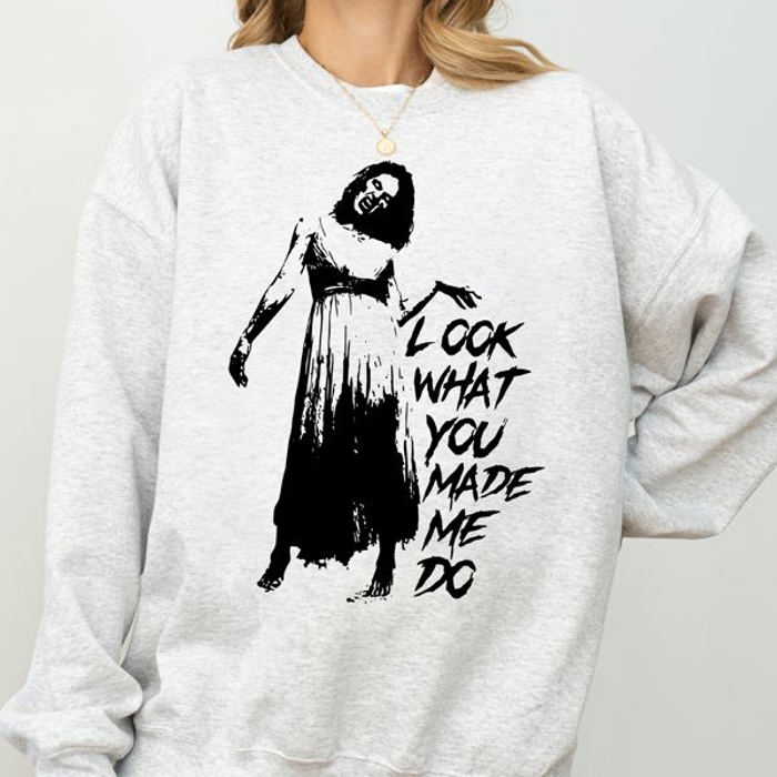 Look What You Made Me Do Skeleton Ghost Spooky Scary Western Witch Aesthetic Meme Halloween Costume Sweatshirt