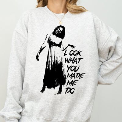 Look What You Made Me Do Skeleton Ghost Spooky Scary Western Witch Aesthetic Meme Halloween Costume Sweatshirt