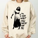 Medium Sand Look What You Made Me Do Skeleton Ghost Spooky Scary Western Witch Aesthetic Meme Halloween Costume Sweatshirt