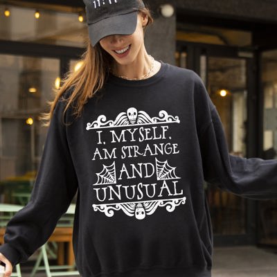 Strange And Unusual Skeleton Ghost Spooky Scary Skull Western Witch Aesthetic Meme Halloween Costume Sweatshirt