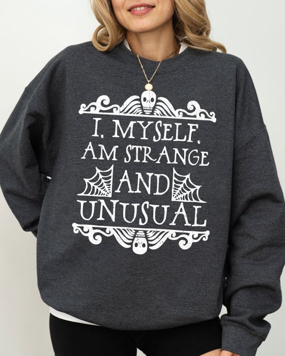 Strange And Unusual Skeleton Ghost Spooky Scary Skull Western Witch Aesthetic Meme Halloween Costume Sweatshirt