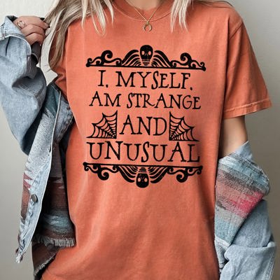 Strange And Unusual Skeleton Ghost Spooky Skull Western Witch Halloween Costume Meme Comfort Colors Tee