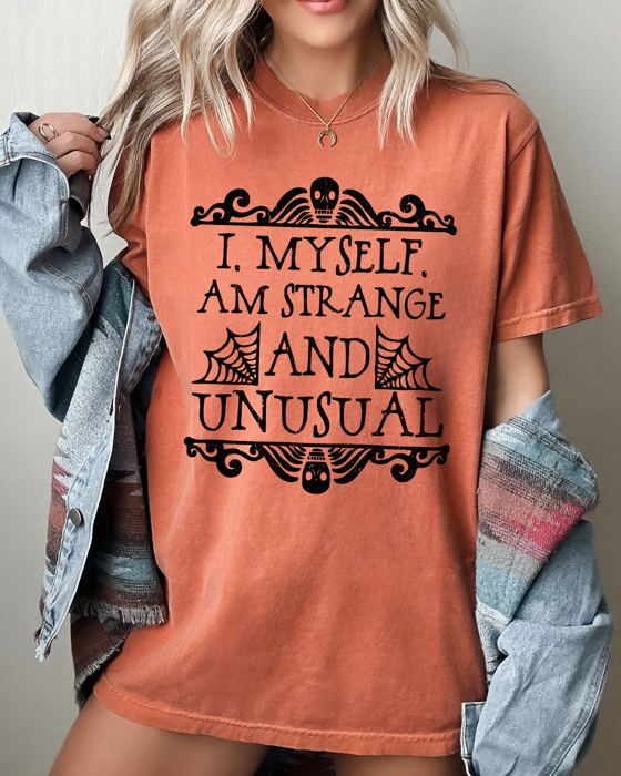 Strange And Unusual Skeleton Ghost Spooky Skull Western Witch Halloween Costume Meme Comfort Colors Tee