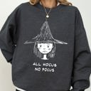 Large Dark Gray Heather All Hocus No Pocus Witch Skeleton Halloween Spooky Costume Meme Ready Sweatshirt