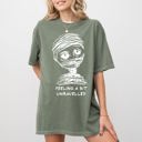 XXXL Moss Dark Green Feeling A Bit Unravelled Mummy Aesthetic Meme Halloween Witch Spooky Costume Skeleton Mental Health Comfort Colors Tee