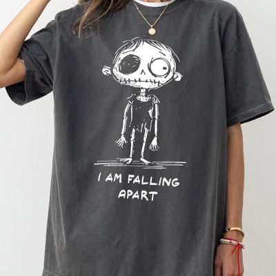 I Am Falling Apart Zombie Halloween Witch Skeleton Meme Mental Health Comfort Colors Tee