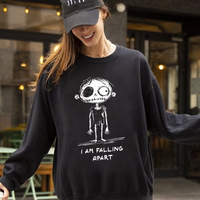 I Am Falling Apart Zombie Witch Spooky Skeleton Costume Mental Health Sweatshirt