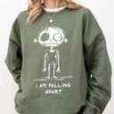 XXXL Military Green I Am Falling Apart Zombie Witch Spooky Skeleton Costume Mental Health Sweatshirt