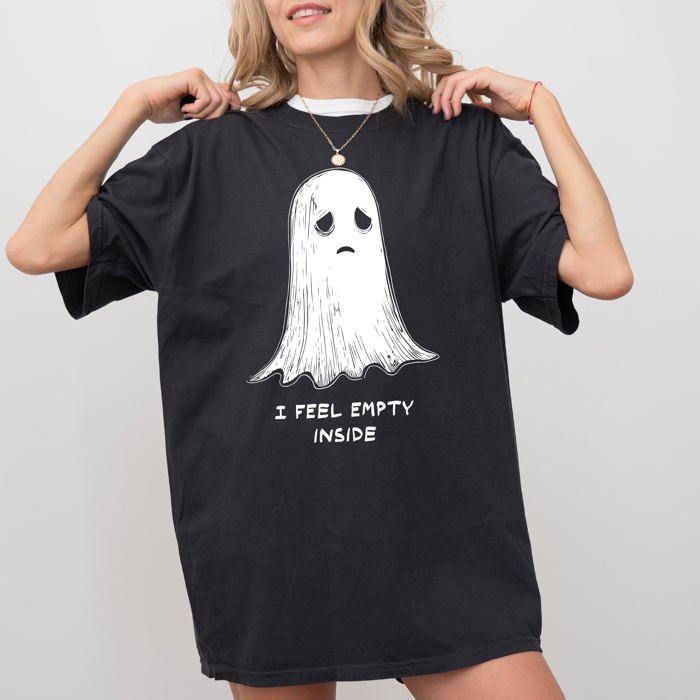 I Feel Empty Inside Ghost Halloween Witch Skeleton Spooky Haunted Comfort Colors Tee