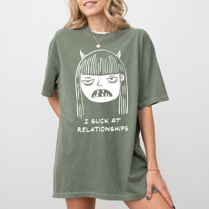 I Suck At Relationships Witch Halloween Spooky Skeleton Macabre Comfort Colors Tee