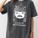XL Pepper Dark Gray I Suck At Relationships Witch Halloween Spooky Skeleton Macabre Comfort Colors Tee