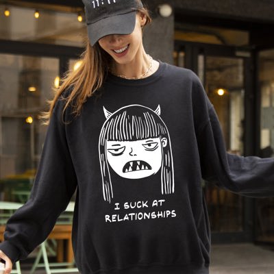 I Suck At Relationships Witch Aesthetic Love Life Halloween Skeleton Costume Sweatshirt
