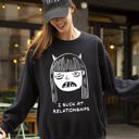 XXL Black I Suck At Relationships Witch Aesthetic Love Life Halloween Skeleton Costume Sweatshirt