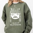 XL Military Green I Suck At Relationships Witch Aesthetic Love Life Halloween Skeleton Costume Sweatshirt