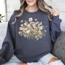  Meadow Pressed Flowers Botanical Meadow Print On Soft Cozy Fleece Premium Sweatshirt