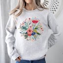 XXL Ash Light Gray Circular Floral Folk Art Sweatshirt