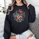 Small Black Circular Floral Folk Art Sweatshirt
