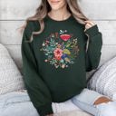 XL Forest Green Circular Floral Folk Art Sweatshirt