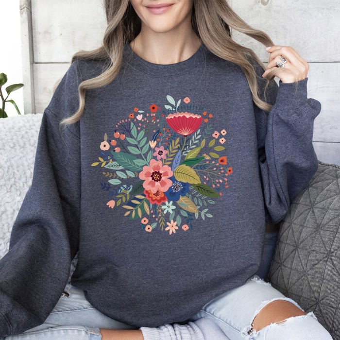 Circular Floral Folk Art Sweatshirt