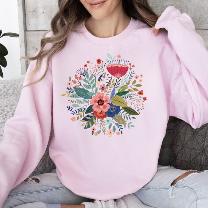 Circular Floral Folk Art Sweatshirt