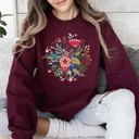 XL Maroon Circular Floral Folk Art Sweatshirt