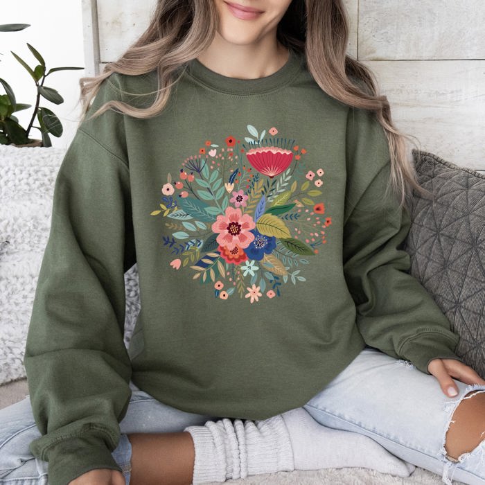 Circular Floral Folk Art Sweatshirt