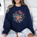 XL Navy Circular Floral Folk Art Sweatshirt